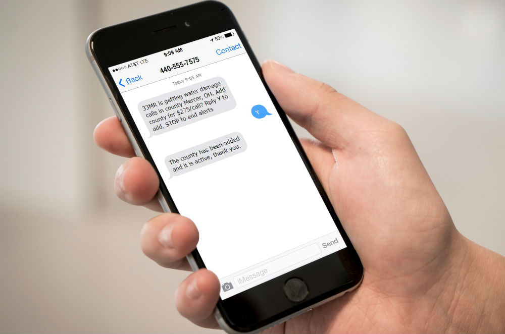 SMS Text Messages About Calls in Surrounding Counties