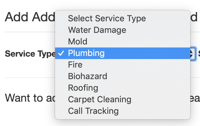 Step 3: Select the service type